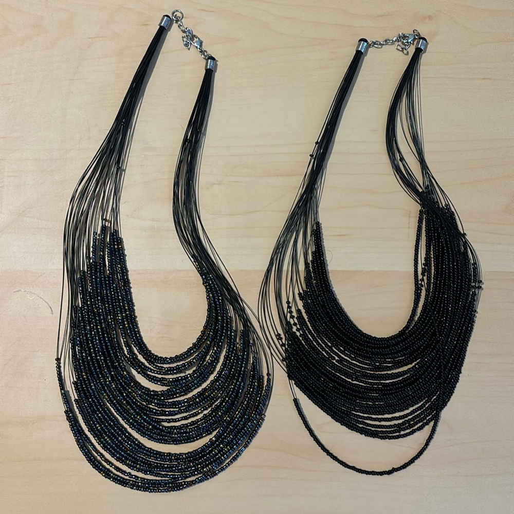 2 beaded costume jewelry necklaces